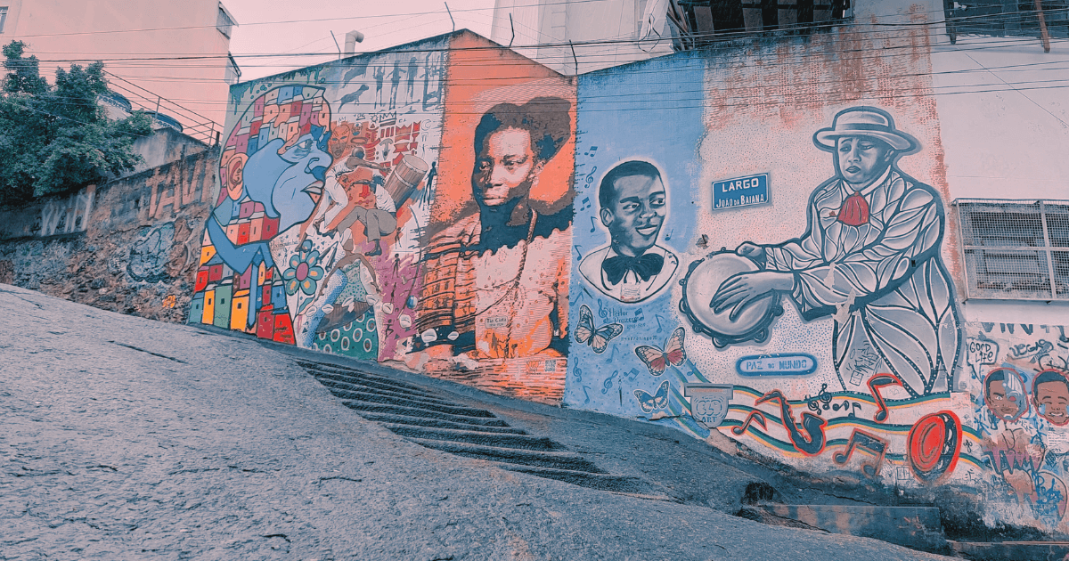 Colorful mural at Pedra do Sal, one of the key stops on the Rio Little Africa Tour in downtown Rio de Janeiro.