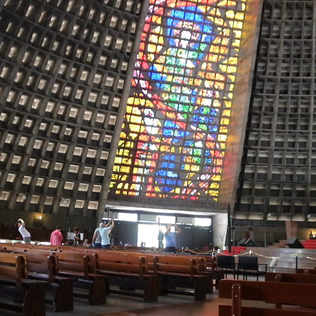 Stained glass window inside the Metropolitan Cathedral of Rio de Janeiro