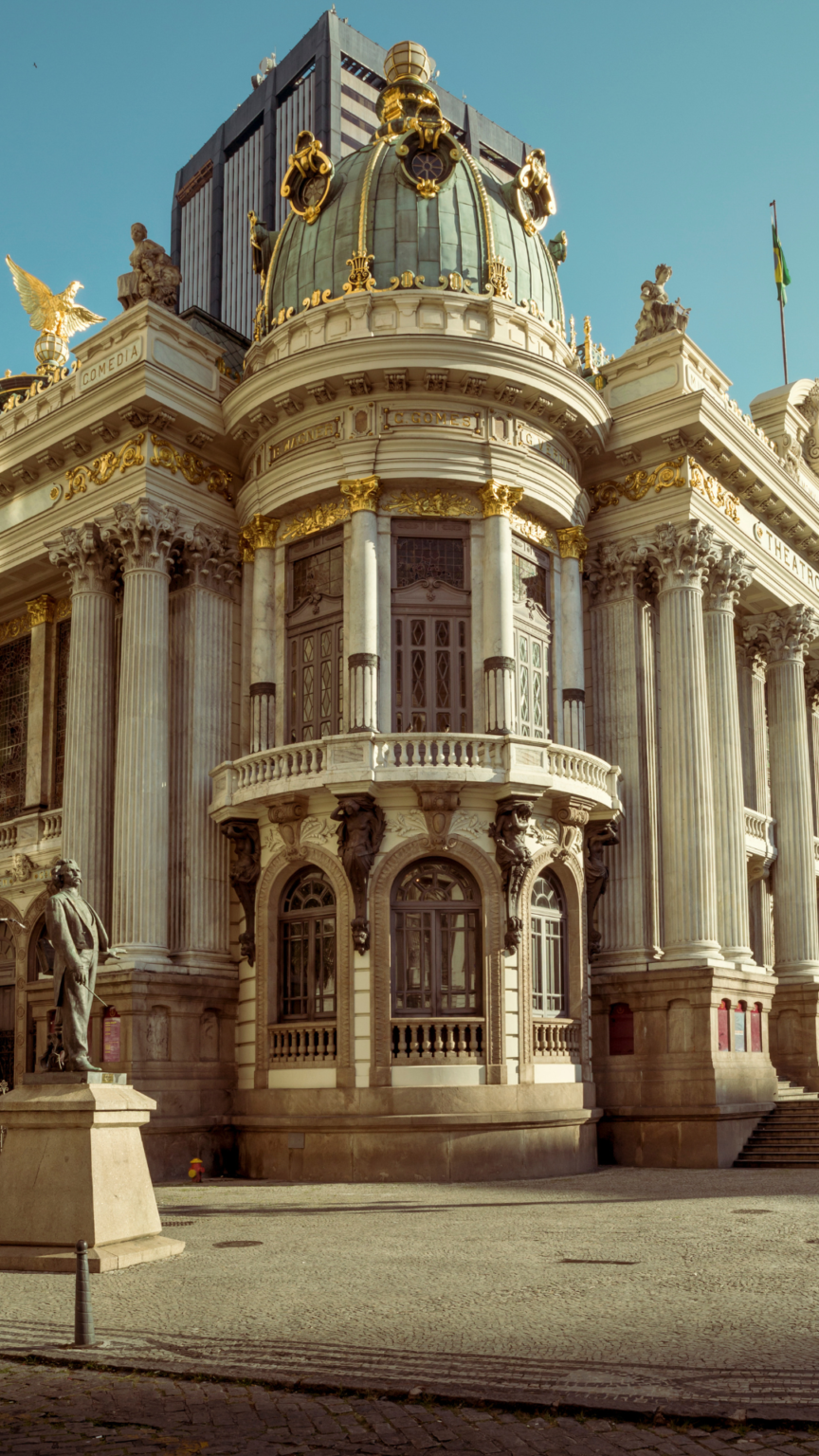 Facade of the Rio de Janeiro Municipal Theatre at Cinelândia